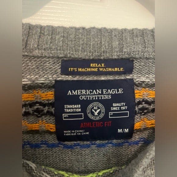 Men's American Eagle Athletic Fit Pullover Sweater W/Striped Design - Picture 3 of 4